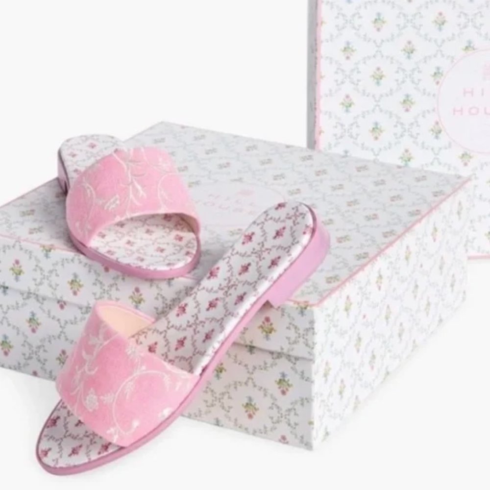 NWT Hill House Home The City Slide Pink Embroidery